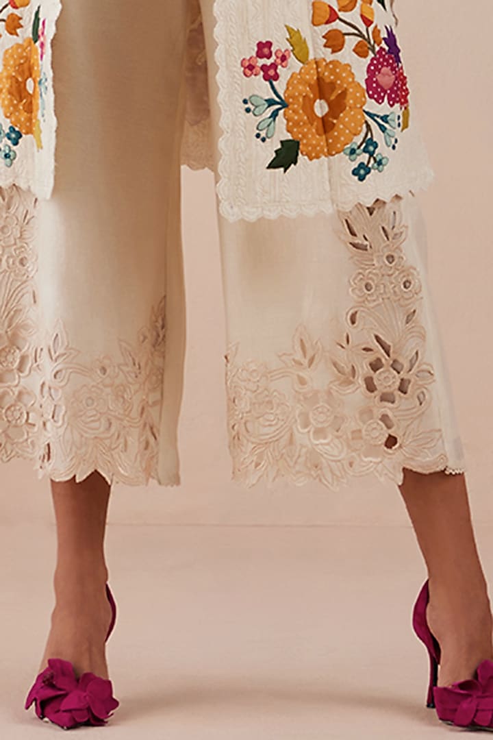 Ivory Embroidered Jacket by Chandrima at Pernia's Pop Up Shop