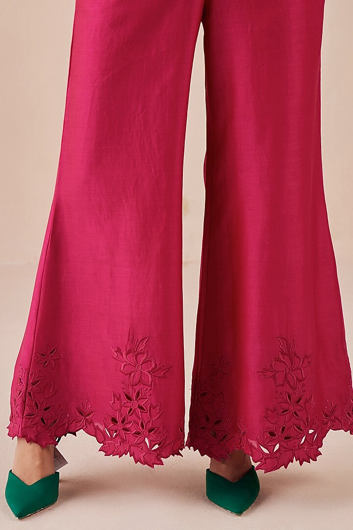 Fuchsia Embroidered Jacket by Chandrima at Pernia's Pop Up Shop