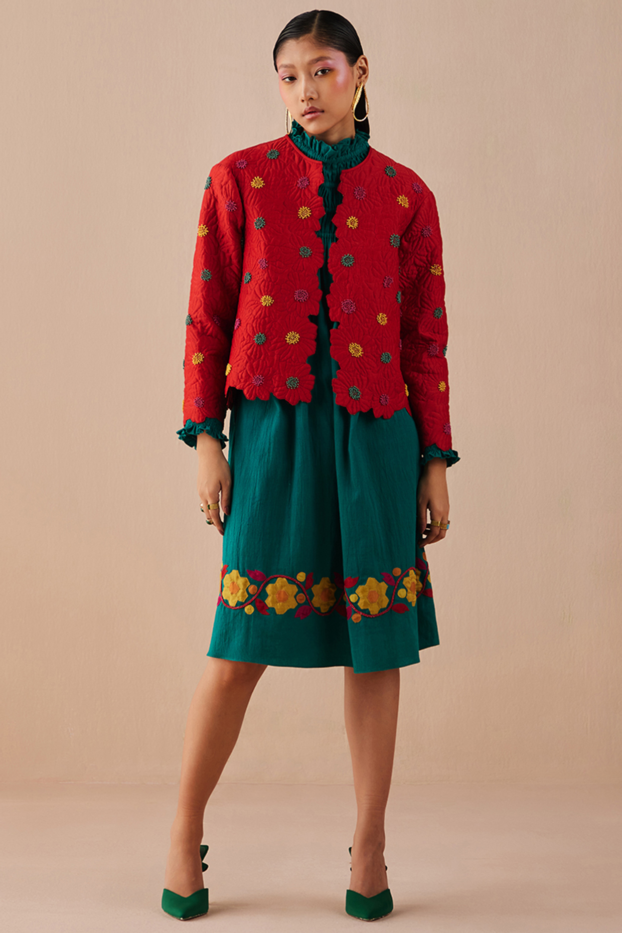 Rust Chanderi Jacket by Chandrima at Pernia's Pop Up Shop