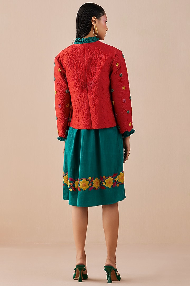Rust Chanderi Jacket by Chandrima at Pernia's Pop Up Shop