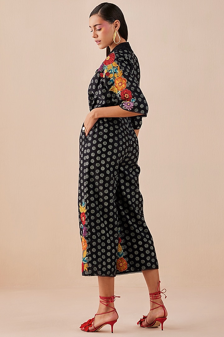 Black Printed Jumpsuit by Chandrima at Pernia's Pop Up Shop
