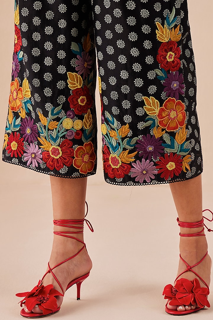 Black Printed Jumpsuit by Chandrima at Pernia's Pop Up Shop