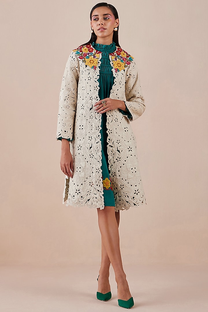 Ivory Embroidered Jacket by Chandrima