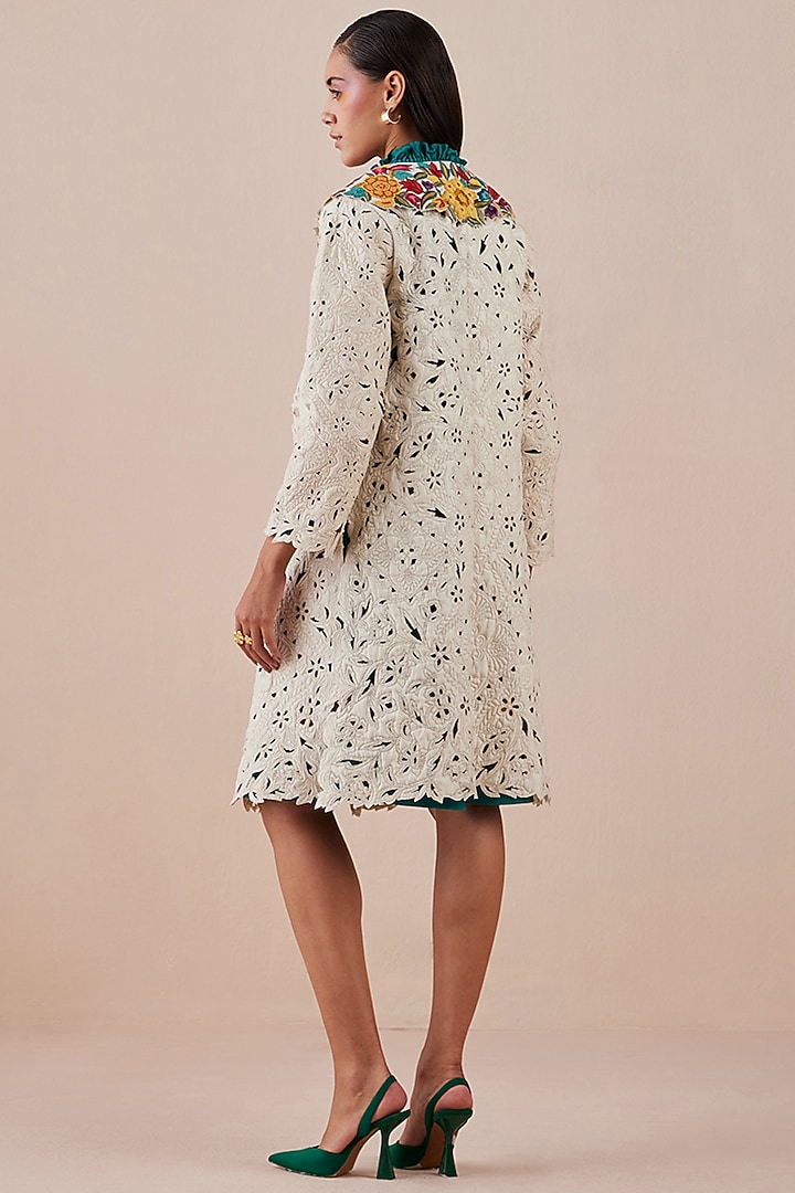 Ivory Embroidered Jacket by Chandrima at Pernia's Pop Up Shop