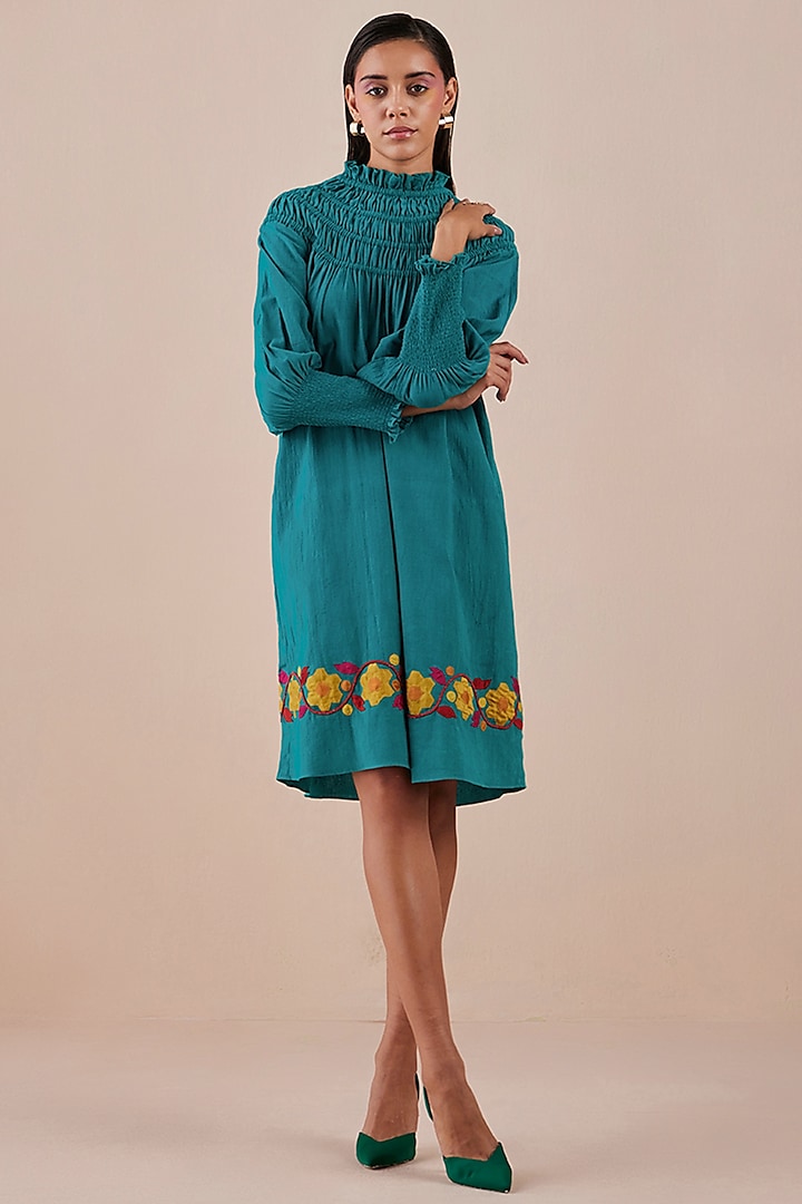 Green Embroidered Dress by Chandrima