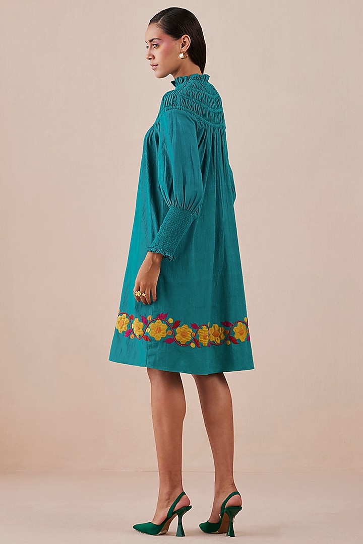 Green Embroidered Vacation Dress by Chandrima at Pernia's Pop Up Shop