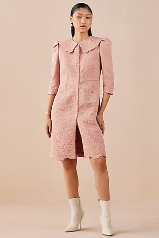 Pink Faux Suede Dress by Chandrima