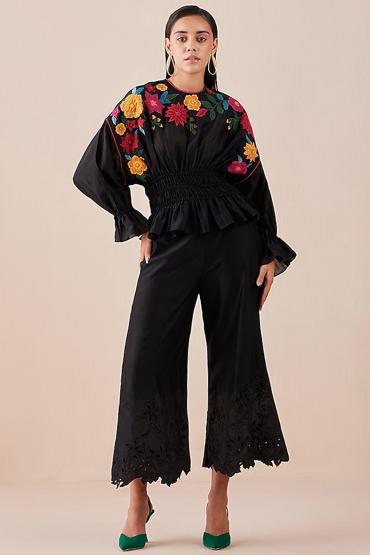 Black Embroidered Top by Chandrima