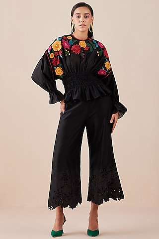 Black Embroidered Top by Chandrima