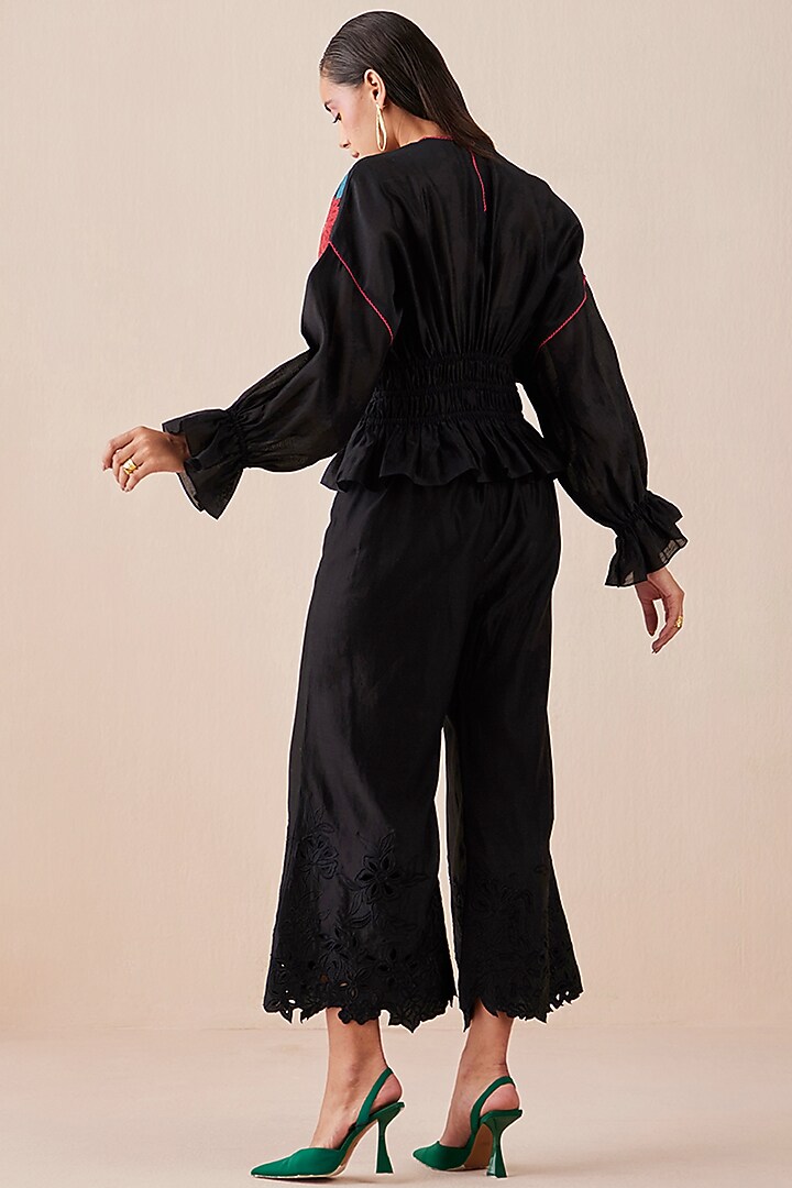 Black Embroidered Top by Chandrima at Pernia's Pop Up Shop