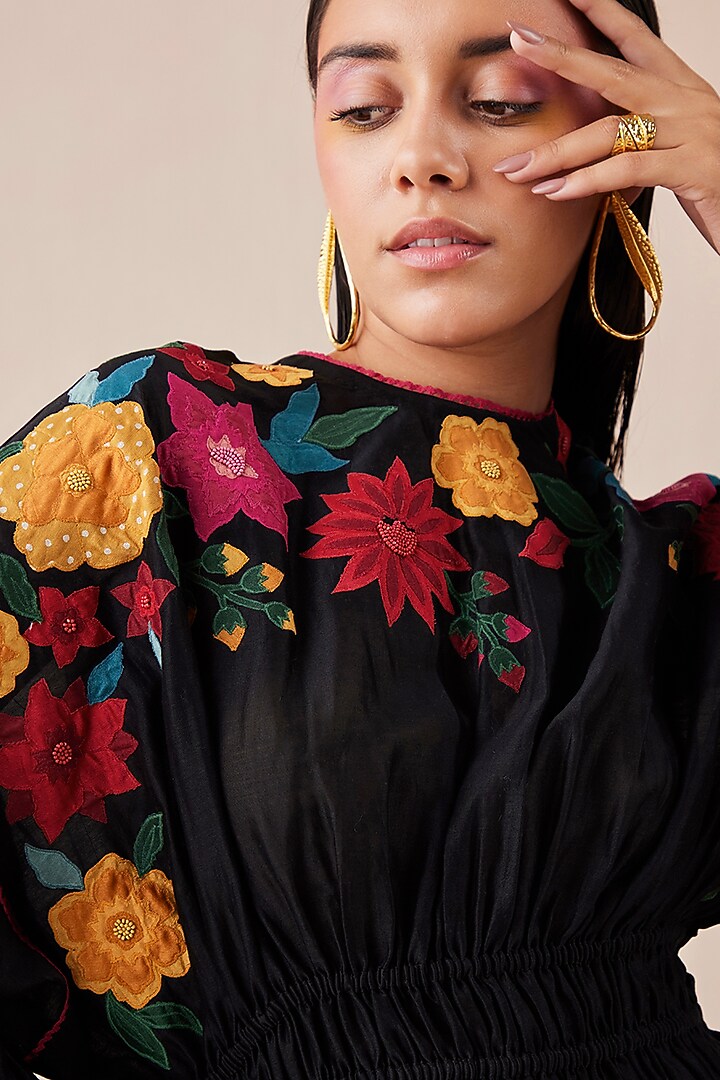 Black Embroidered Top by Chandrima at Pernia's Pop Up Shop