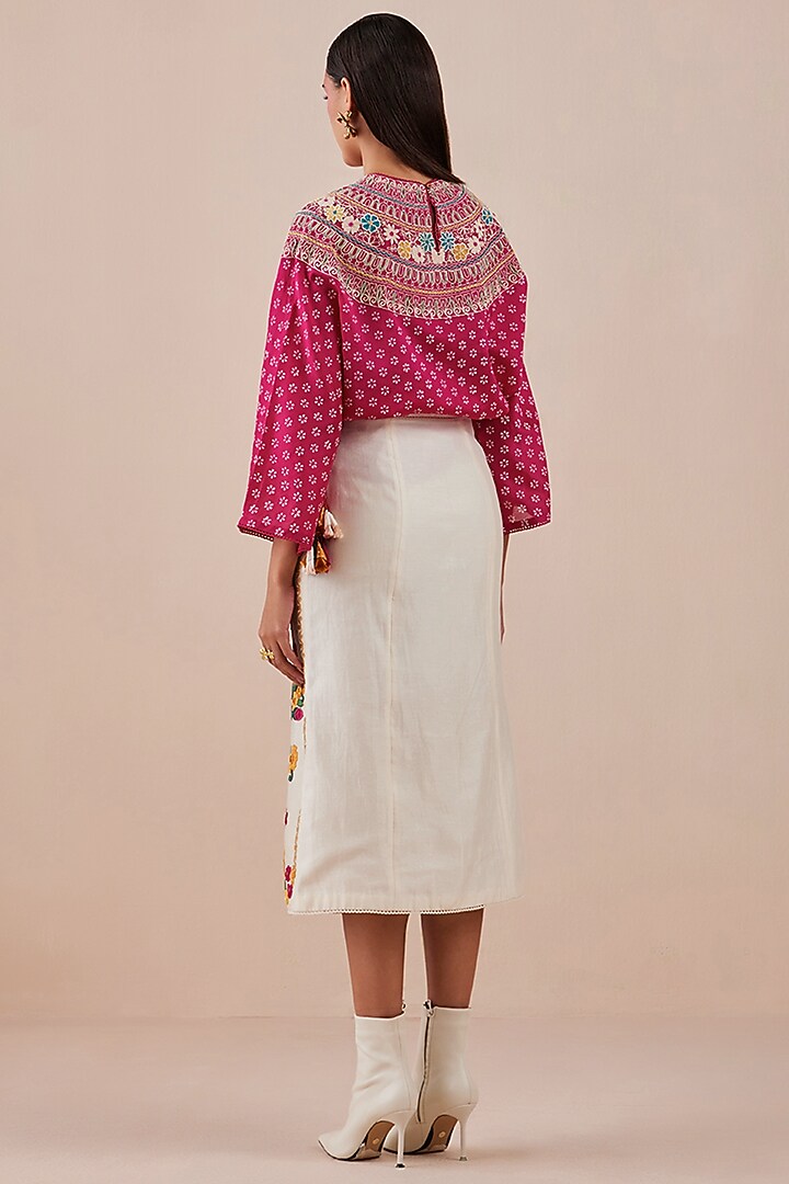 Ivory Embroidered Skirt by Chandrima at Pernia's Pop Up Shop