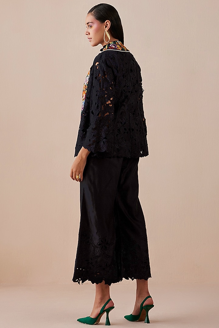 Black Embroidered Jacket by Chandrima at Pernia's Pop Up Shop