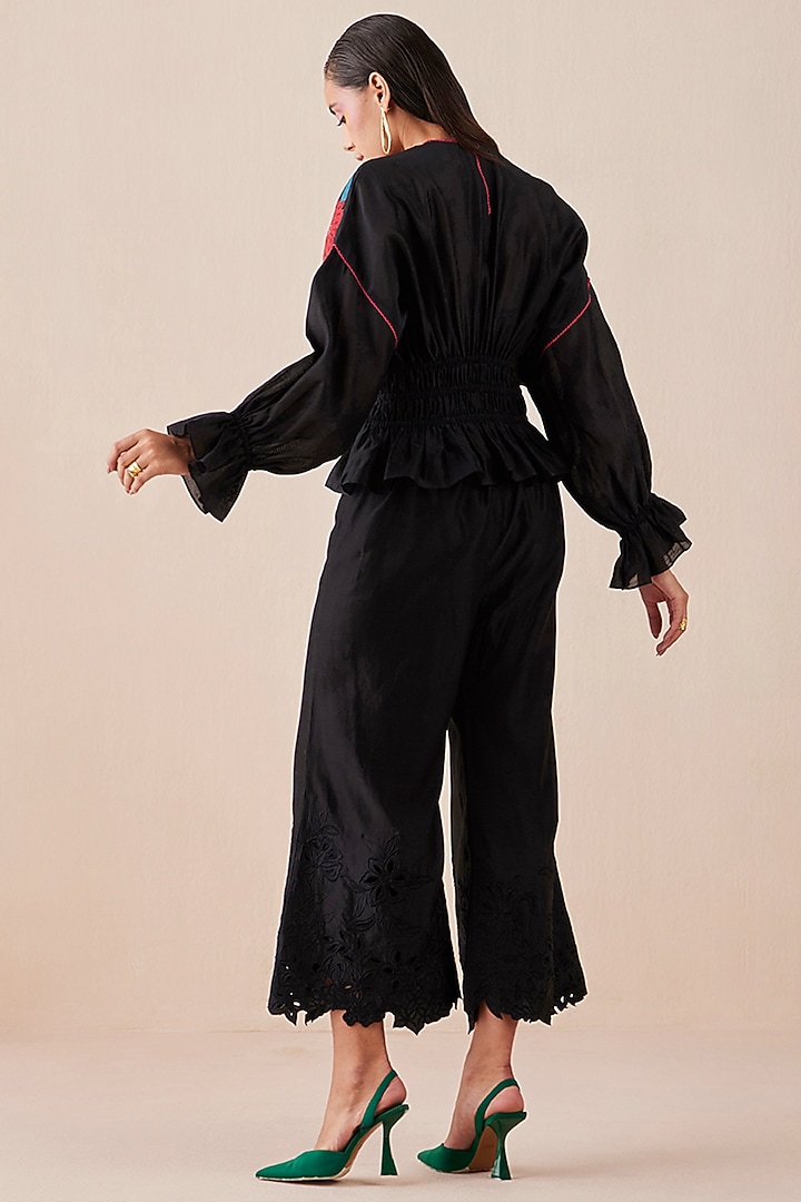 Black Chanderi Culottes by Chandrima at Pernia's Pop Up Shop