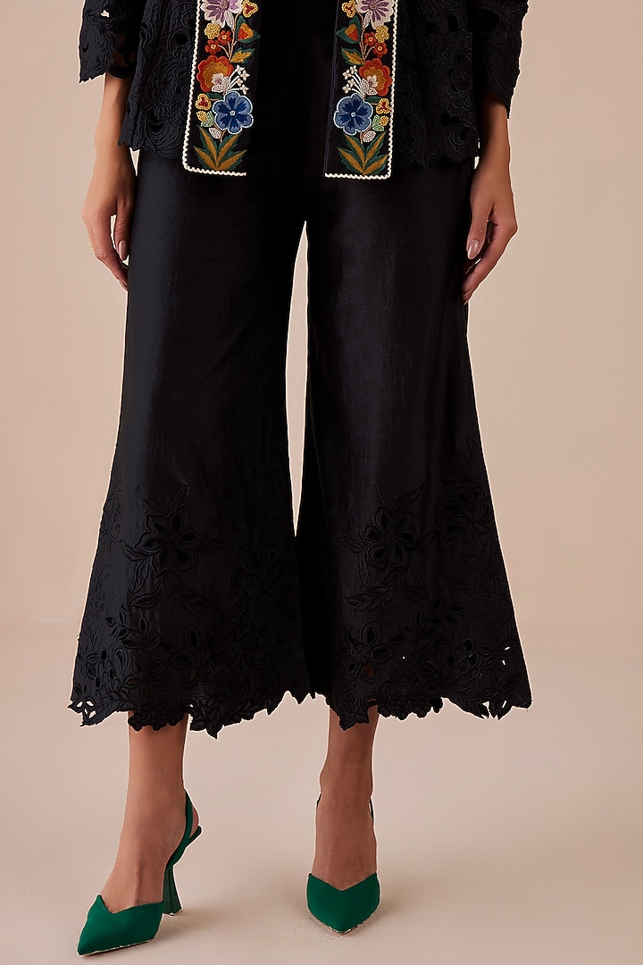 Black Chanderi Culottes by Chandrima at Pernia's Pop Up Shop