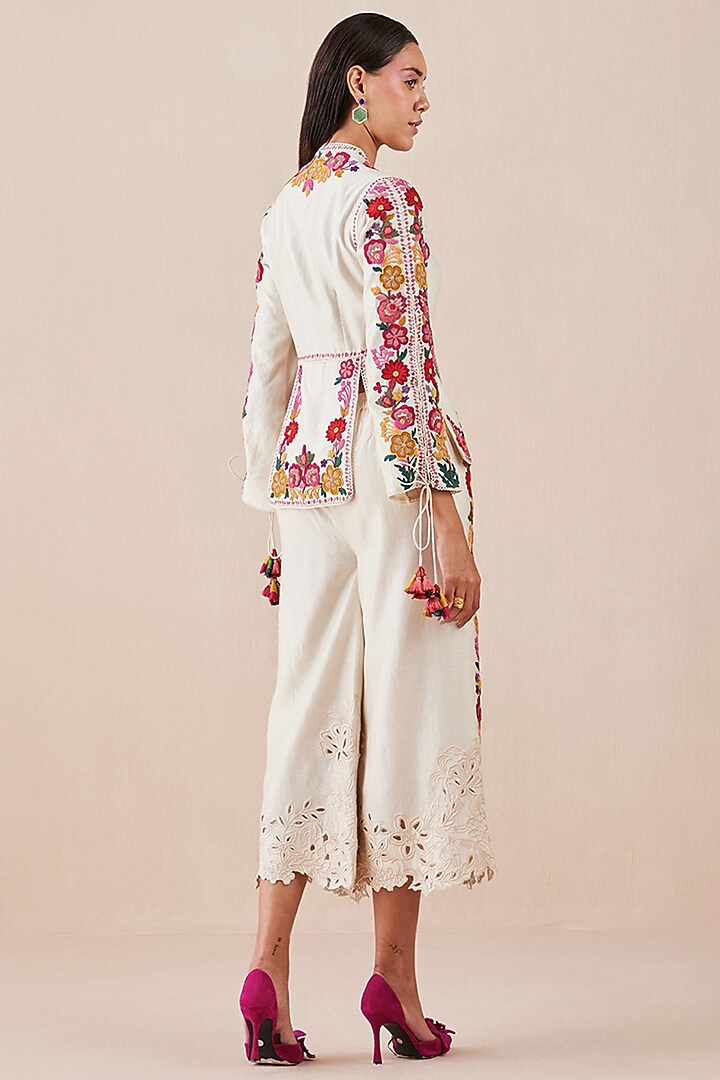Ivory Embroidered Jacket by Chandrima at Pernia's Pop Up Shop