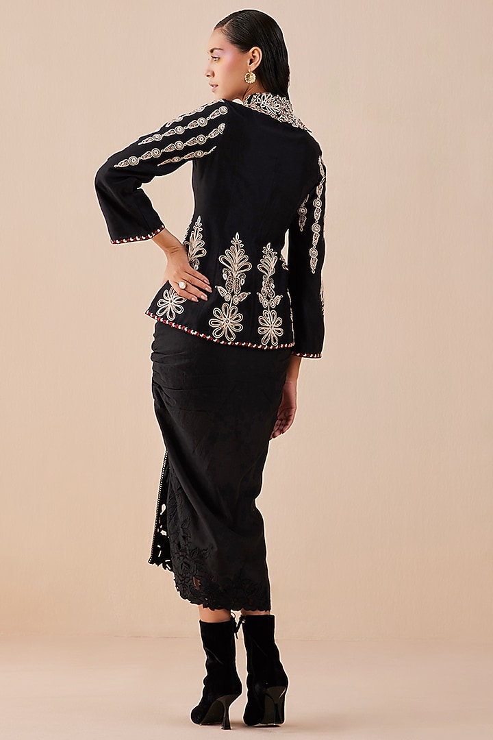 Black Embroidered Jacket by Chandrima at Pernia's Pop Up Shop