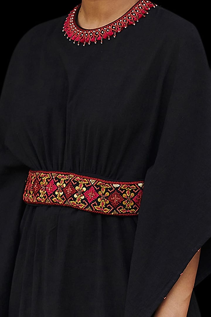 Black Embroidered Kaftan by Chandrima at Pernia's Pop Up Shop