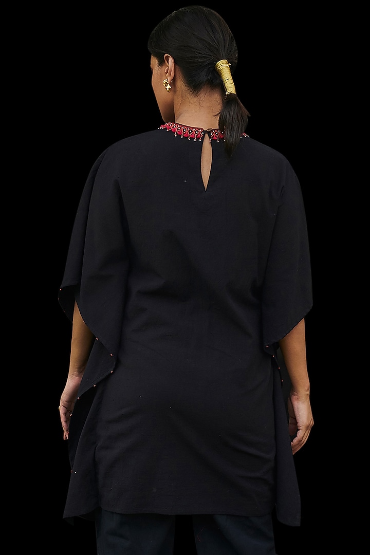 Black Embroidered Kaftan by Chandrima at Pernia's Pop Up Shop