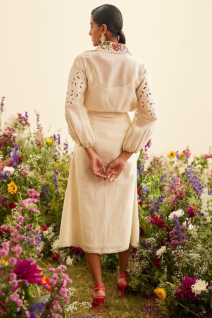 Ivory Chanderi Petal Shirt by Chandrima at Pernia's Pop Up Shop