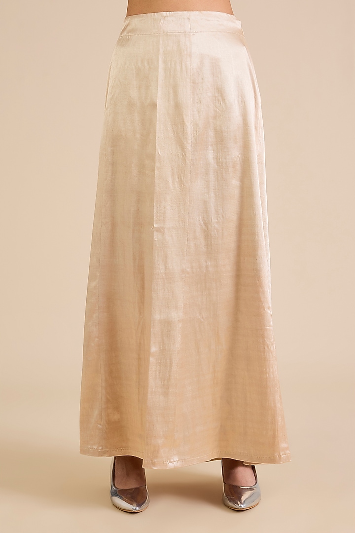 Beige Georgette Crystal Embroidered Pre-Draped Bridal Saree Set by Cherie D at Pernia's Pop Up Shop