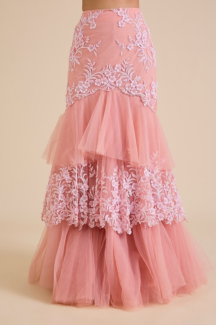 Pink Net Embroidered Concept Bridal Saree Set by Cherie D at Pernia's Pop Up Shop