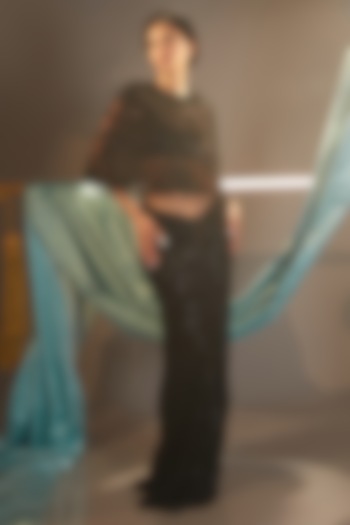 Black Tulle Crystal Embroidered Cape Set by Cherie D at Pernia's Pop Up Shop