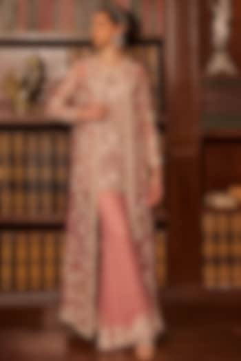 Pink Tulle Embellished Bridal Sharara Set by Cherie D at Pernia's Pop Up Shop