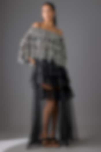 Black Tulle Ruffled Skirt Set by Cherie D at Pernia's Pop Up Shop