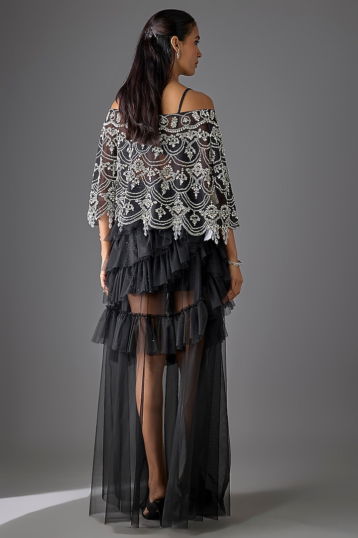 Black Tulle Ruffled Skirt Set by Cherie D at Pernia's Pop Up Shop