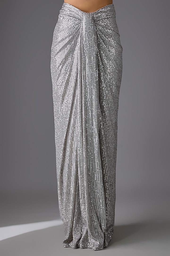 Grey Tulle Crystal Embroidered Cape Set by Cherie D at Pernia's Pop Up Shop