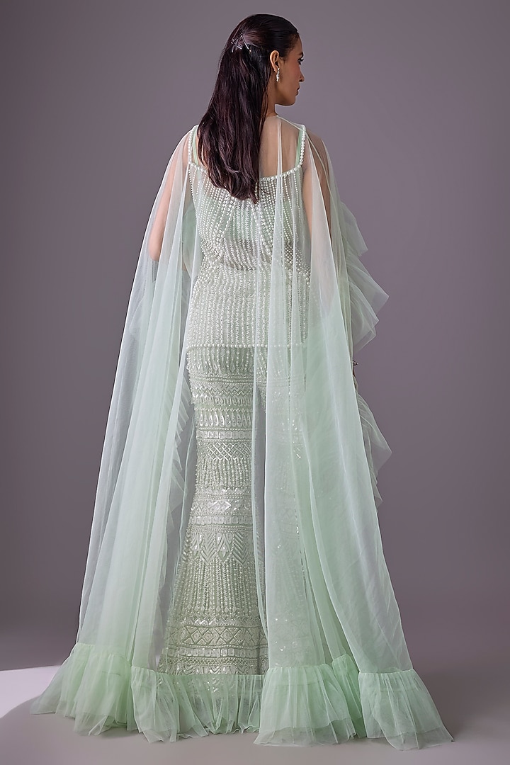 Green Tulle Cape Set by Cherie D at Pernia's Pop Up Shop