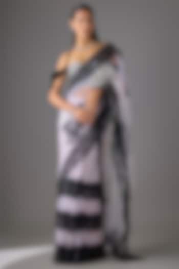 Pink Tulle Crystal Embroidered Bridal Saree Set by Cherie D at Pernia's Pop Up Shop