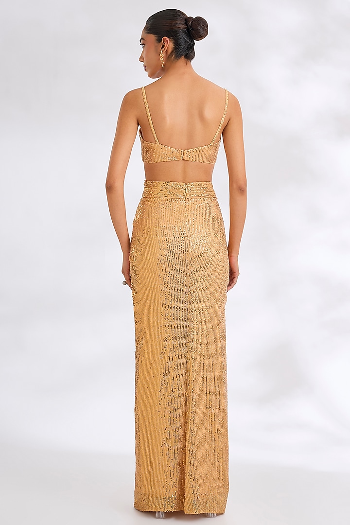 Gold Sequins Fabric Crystal Bead Embroidered Cape Set by Cherie D at Pernia's Pop Up Shop
