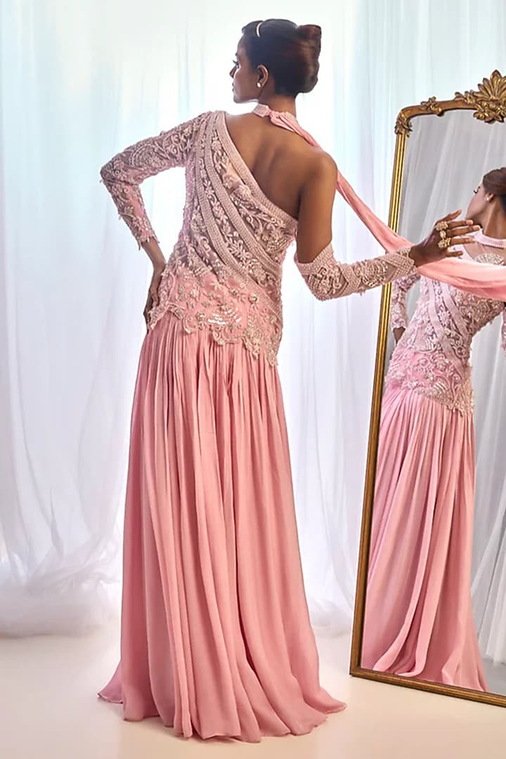 Dusty Pink Flat Chiffon Skirt Set by Cherie D at Pernia's Pop Up Shop