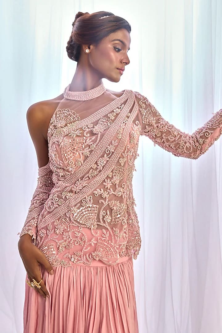 Dusty Pink Flat Chiffon Skirt Set by Cherie D at Pernia's Pop Up Shop