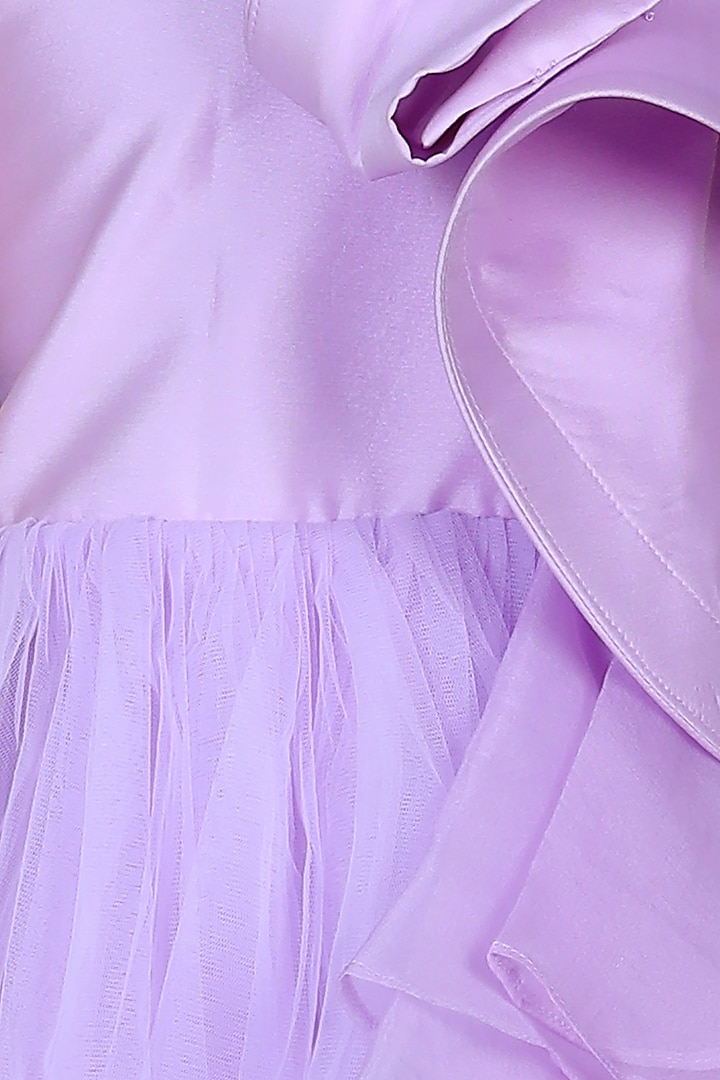 Lilac Net Ruffled Off-Shoulder Gown For Girls by The Little celebs at Pernia's Pop Up Shop