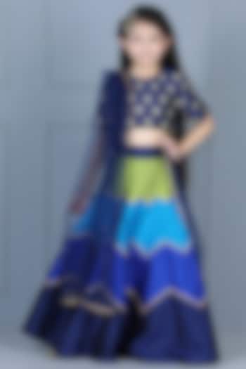 Multi-Colored Silk Lehenga Set For Girls by The Little celebs