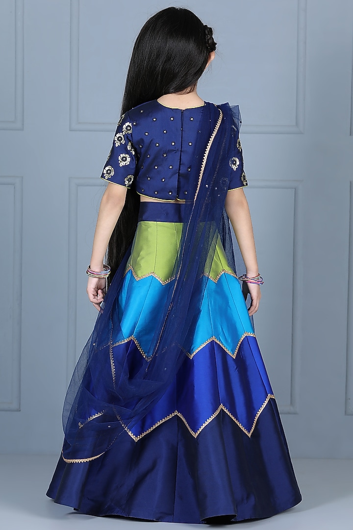 Multi-Colored Silk Lehenga Set For Girls by The Little celebs at Pernia's Pop Up Shop