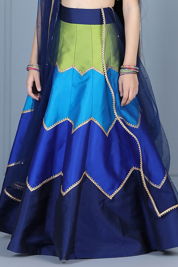 Multi-Colored Silk Lehenga Set For Girls by The Little celebs at Pernia's Pop Up Shop