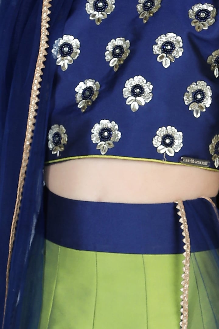 Multi-Colored Silk Lehenga Set For Girls by The Little celebs at Pernia's Pop Up Shop
