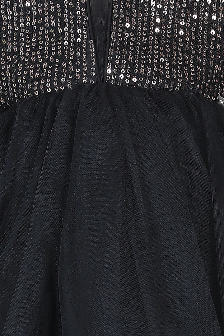 Black Lycra Net Sequined Dress For Girls by The Little celebs at Pernia's Pop Up Shop