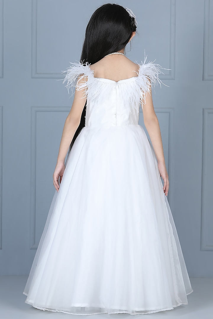 White Silk & Net Gown For Girls by The Little celebs at Pernia's Pop Up Shop