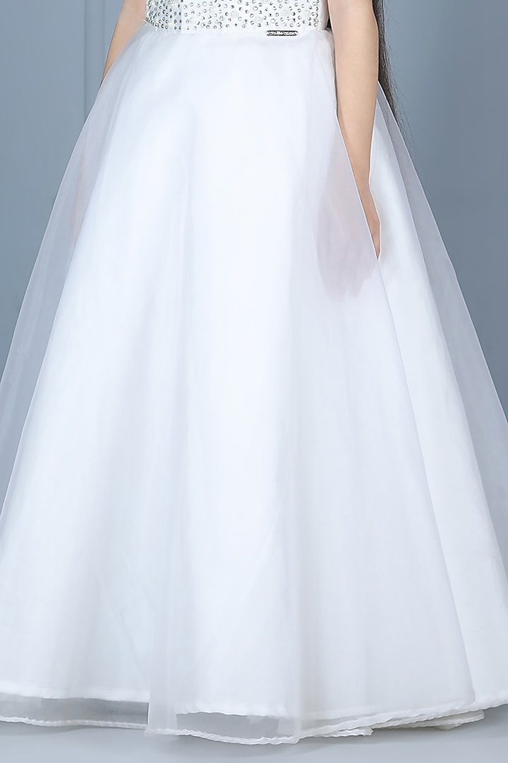 White Silk & Net Gown For Girls by The Little celebs at Pernia's Pop Up Shop