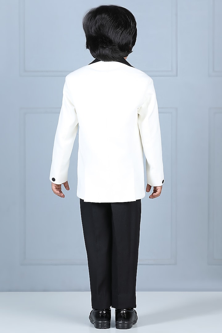 White Imported Crepe Tuxedo Set For Boys by The Little celebs at Pernia's Pop Up Shop