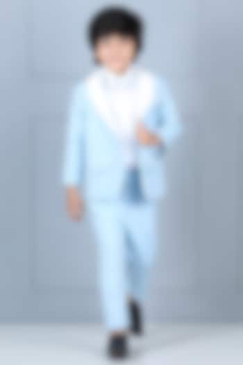 Ice Blue Imported Crepe Tuxedo Set For Boys by The Little celebs