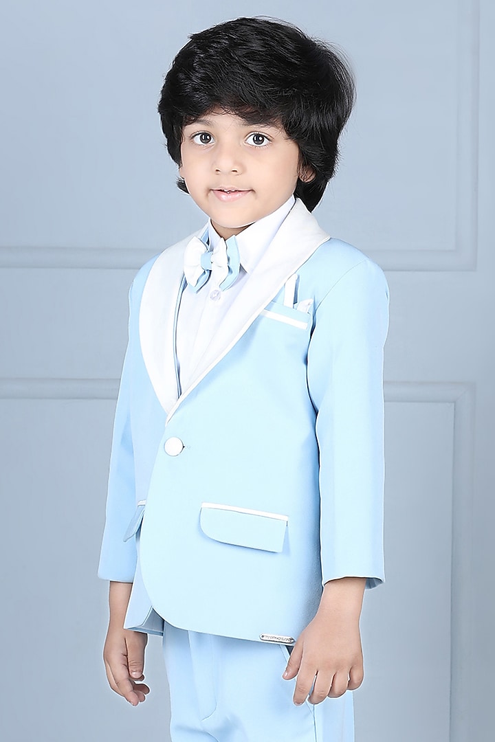 Ice Blue Imported Crepe Tuxedo Set For Boys by The Little celebs at Pernia's Pop Up Shop