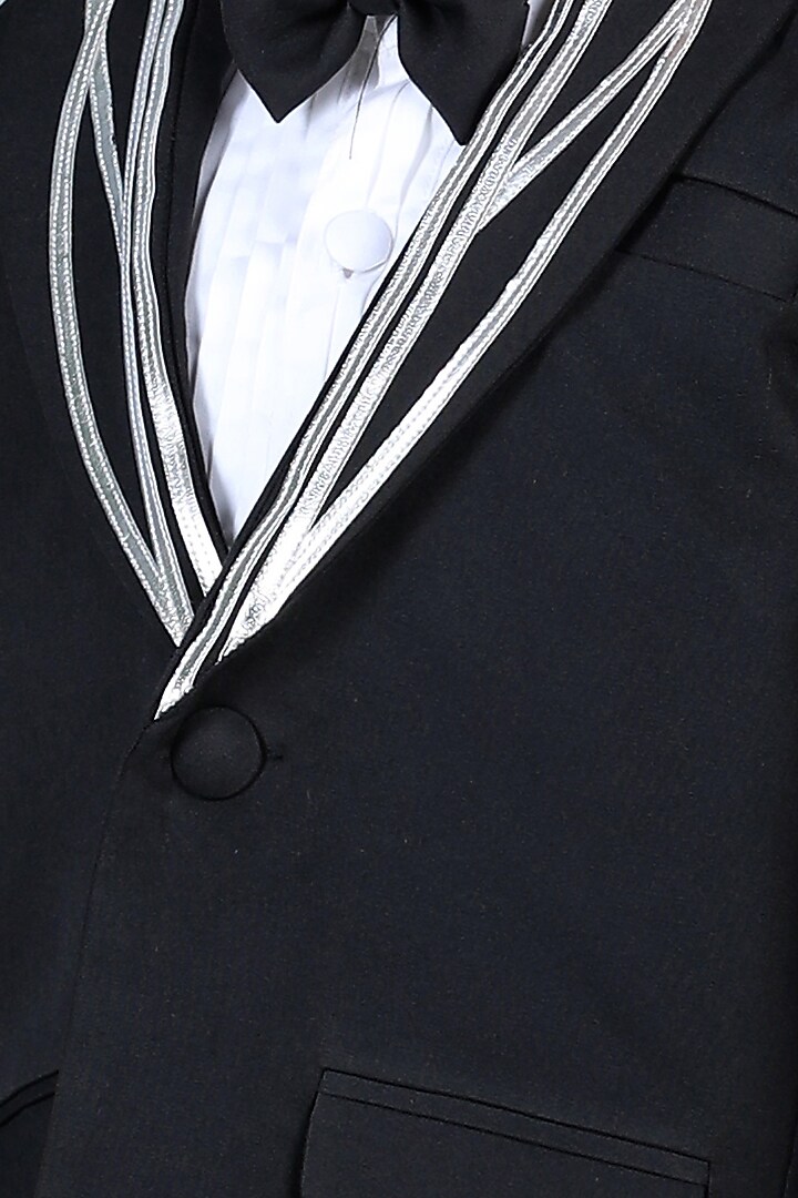 Black Imported Crepe Tuxedo Set For Boys by The Little celebs at Pernia's Pop Up Shop
