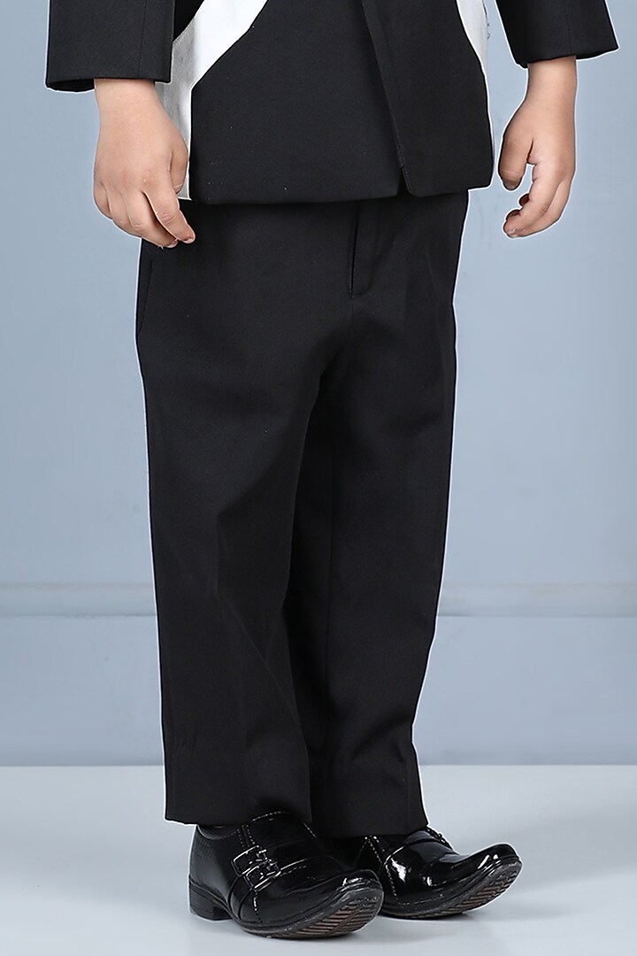 Black Imported Crepe Bandhgala Set For Boys by The Little celebs at Pernia's Pop Up Shop
