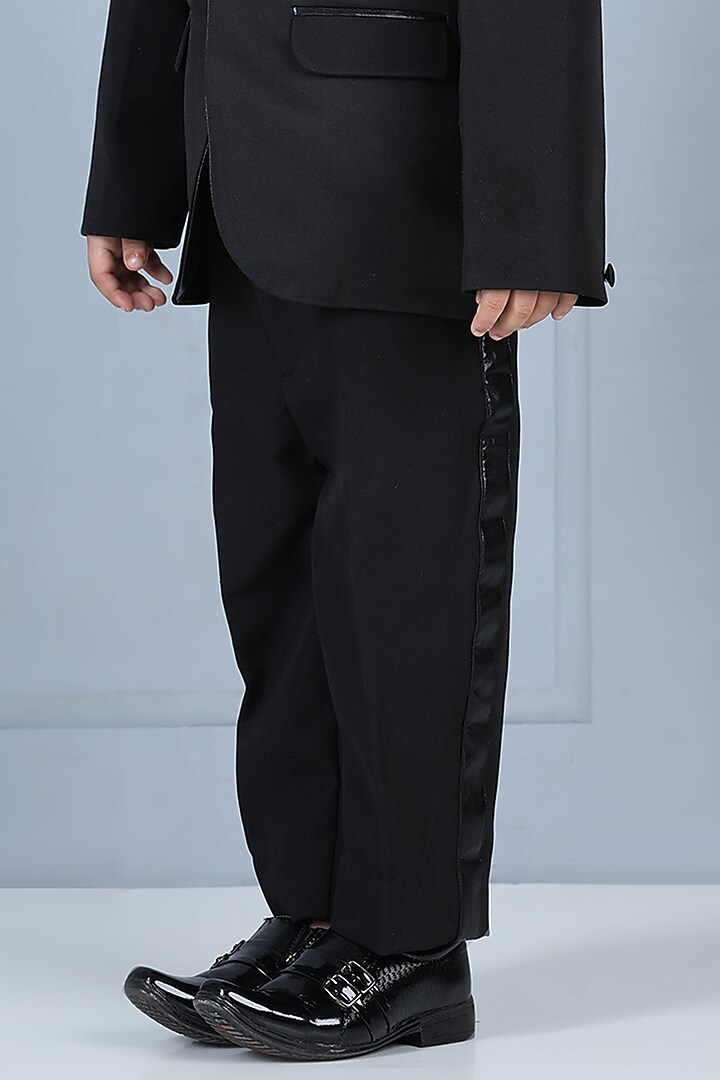 Black Imported Crepe Tuxedo Set For Boys by The Little celebs at Pernia's Pop Up Shop